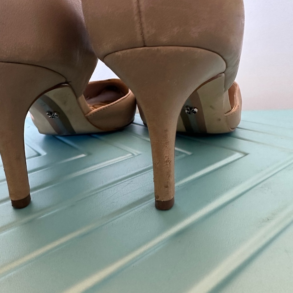 Sam Edelman Jaina  Nude Leather D’Orsay Pumps size 8.5 - Picture 7 of 10